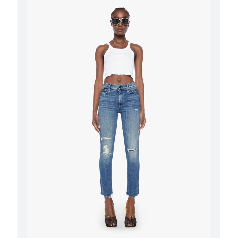 MOTHER The Dazzler Ankle Fray Weekend Warrior Distressed Denim Jeans Size 26
